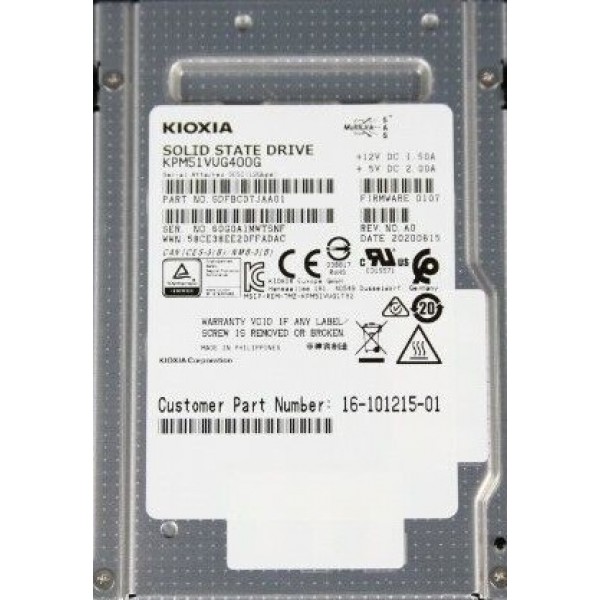 Hard disk NOU server TOSHIBA 400GB SSD 2.5 SAS MLC 12Gbps KPM51VUG400G SDFBC07LAA01