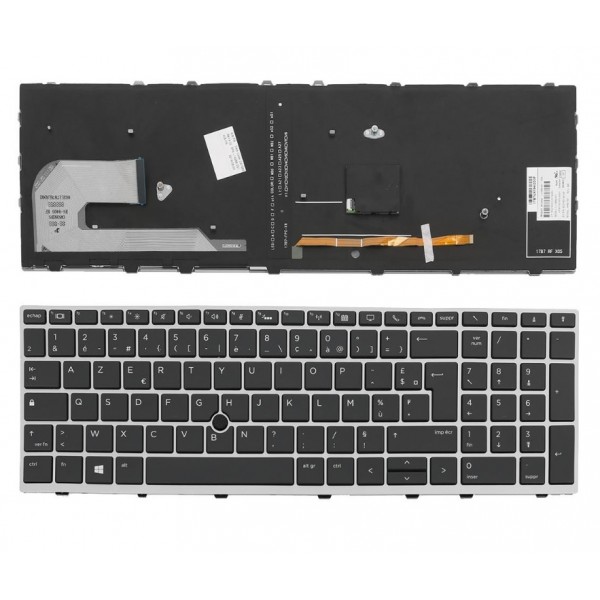 Tastatura laptop second hand HP EliteBook 850 G5 755 G5 ZBook 15u G5 Silver Frame Black AZERTY Backlight