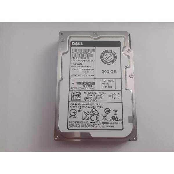 Hard disk server DELL Enterprise Class 300GB 12Gbps 15K 2.5" DP/N 0N0T4
