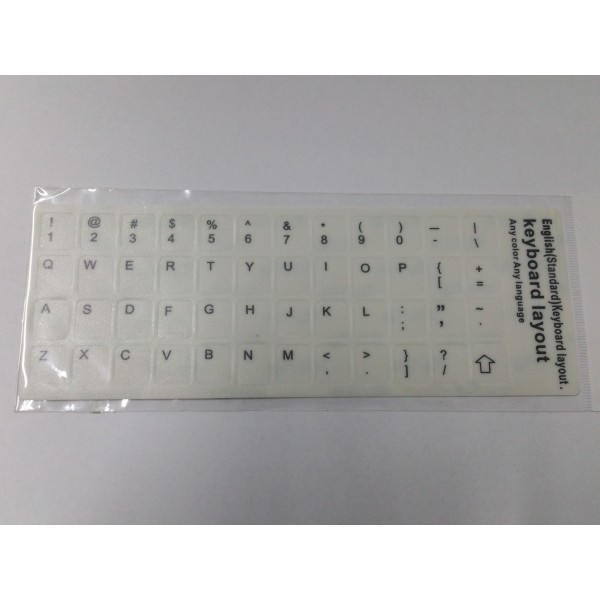 Sticker tastatura laptop nou Alb-gri cu litere negre US