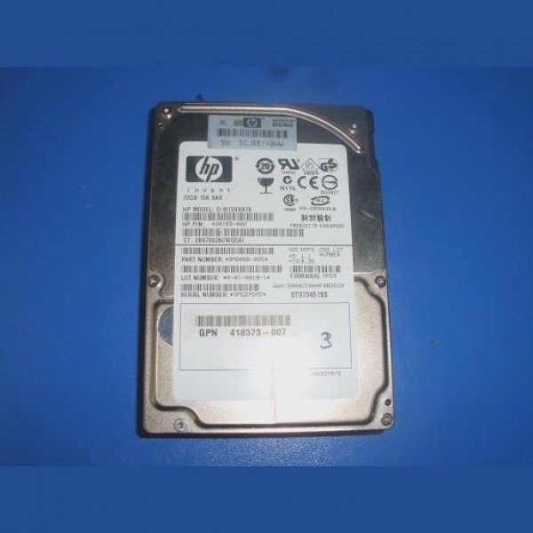 Hard disk server HP 72GB SAS 15K RPM  2.5'' Single Port GPN 418373-008